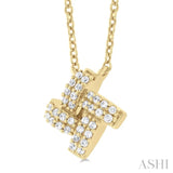 1/8 Ctw Petite Pinwheel Round Cut Diamond Fashion Pendant With Chain in 10K Yellow Gold