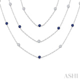 2.85 MM Round Shape Sapphire and 2 3/4 Ctw Round Cut Diamond Precious Necklace in 14K White Gold