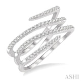 1/3 Ctw Triple Spiral Open-End Round Cut Diamond Fashion Ring in 14K White Gold