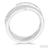 1/3 Ctw Triple Spiral Open-End Round Cut Diamond Fashion Ring in 14K White Gold