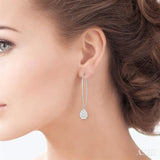 1/2 Ctw Pear Shape Dangler Lovebright Round Cut Diamond Earring in 14K White Gold