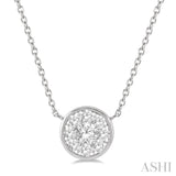 1/3 Ctw Round Shape Lovebright Diamond Pendant With Chain in 14K White Gold