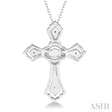 1/20 Ctw Cross Charm Round Cut Diamond Emotion Pendant With Cable Chain in Sterling Silver