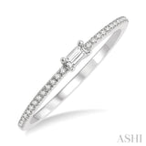1/6 ctw Petite Baguette Center Round Cut Diamond Stack Band in 14K White Gold