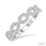 1/4 Ctw Box Chain Link Round Cut Diamond Ladies Band in 14K White Gold