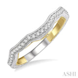 1/6 ctw Vintage Inspired Round Diamond Wedding Band in 14K White and Yellow Gold