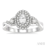 3/8 Ctw Split Twisted Shank Round Cut Diamond Semi-Mount Engagement Ring in 14K White Gold