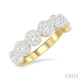 3/4 Ctw Jointed Circular Mount Lovebright Diamond Cluster Band in 14K Yellow and White Gold