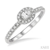 1/3 Ctw Oval Shape Round Cut Diamond Fashion Petite Ring with 1/6 Ct Oval Cut Center Stone in 14K White Gold