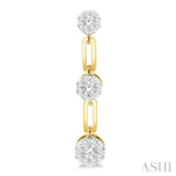 3/4 Ctw Lovebright Round Cut Diamond Paperclip Link Earring in 14K Yellow and White Gold