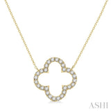 1/2 Ctw Clover Round Cut Diamond Pendant With Chain in 14K Yellow Gold