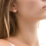 1/10 ctw 'X' Shape Round Cut Diamond Petite Fashion Earring in 14K Yellow Gold