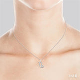 1/10 ctw Capricorn Round Cut Diamond Zodiac Pendant With Chain in 10K White Gold