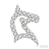 1/6 Ctw Petite Horse Head Round Cut Diamond Fashion Stud Earring in 10K White Gold