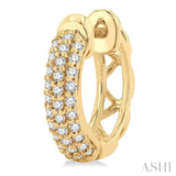 1/4 Ctw Petite Triple Row Round Cut Diamond Fashion Huggies in 10K Yellow Gold