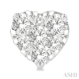 3/4 Ctw Heart Shape Lovebright Round Cut Diamond Stud Earring in 14K White Gold