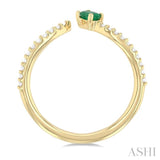 4X3 MM Oval Cut Emerald and 1/10 Ctw Petite Round Cut Diamond Precious Fashion Ring in 10K Yellow Gold
