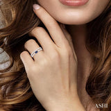 5x2.5 MM Marquise Shape Sapphire and 1/5 Ctw Single Cut Diamond Precious Split Twin Ring in 10K White Gold