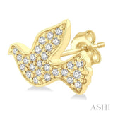 1/6 Ctw Petite Dove Round Cut Diamond Fashion Stud Earring in 10K Yellow Gold