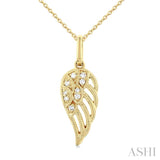 1/20 Ctw Petite Angel Wing Round Cut Diamond Fashion Pendant With Chain in 10K Yellow Gold