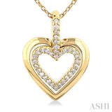 1/10 Ctw Petite Twin Heart Round Cut Diamond Fashion Pendant With Chain in 10K Yellow Gold
