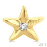 1/20 Ctw Sea Life Petite Starfish Round Cut Diamond Fashion Stud Earring in 10K Yellow Gold