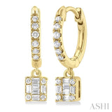 1/3 Ctw Petite Square Shape Fusion Diamond Fashion Huggies in 10K Yellow Gold