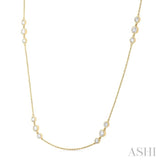 3/4 Ctw Three Stone Bezel Set Round Cut Diamond Station Necklace in 14K Yellow Gold