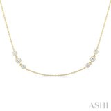 3/4 Ctw Three Stone Bezel Set Round Cut Diamond Station Necklace in 14K Yellow Gold