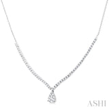 1 Ctw Pear Drop Round Cut Diamond Necklace in 14K White Gold