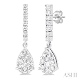 5/8 Ctw Pear Drop Round Cut Diamond Earring in 14K White Gold