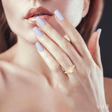 1/6 Ctw Petite Hexagon Shape Single Cut Diamond Halo Fashion Ring in 14K Yellow Gold