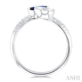 6x3 MM Marquise Cut Sapphire and 1/3 Ctw Marquise & Round Cut Diamond Toi Et Moi Precious Fashion Ring in 14K White Gold