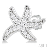 1/8 Ctw Petite Milgrain Starfish Round Cut Diamond Fashion Stud Earring in 10K White Gold