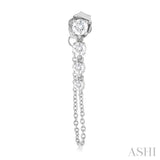 1/2 Ctw Journey Round Cut Diamond Fashion Long Chain Earring in 14K White Gold