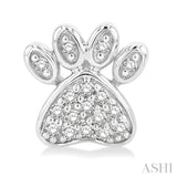 1/8 Ctw Petite Dog Paw Round Cut Diamond Fashion Stud Earring in 10K White Gold