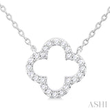 1/8 Ctw Petite Clover Round Cut Diamond Fashion Pendant With Chain in 10K White Gold