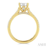 3/4 Ctw Round Shape Lovebright Split Criss Cross Round Cut Diamond Engagement Ring in 14K Yellow and White Gold