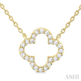 1/8 Ctw Petite Clover Round Cut Diamond Fashion Pendant With Chain in 14K Yellow Gold