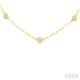 1/2 Ctw Bezel Set Round Cut Diamond Paperclip Station Necklace in 14K Yellow Gold