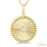 1/20 Ctw Round fluted medallion Round Cut Diamond Pendant With Chain in 14K Yellow Gold