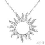 1/4 Ctw Textured Sunburst Round Cut Diamond Fashion Pendant With Chain in 10K White Gold