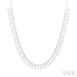 1 1/10 ctw Spikes Shape Round Cut Diamond Fashion Necklace in 14K White Gold