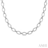 1/4 Ctw Bold Open Window Oval Shape D-Link Round Cut Diamond Paperclip Necklace in Sterling Silver