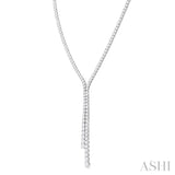 5 Ctw Open-End Y-Shape Round Cut Diamond Lariat Necklace in 14K White Gold