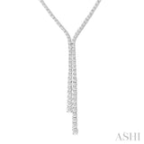 5 Ctw Open-End Y-Shape Round Cut Diamond Lariat Necklace in 14K White Gold