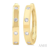 1/3 Ctw Flush Bezel Set Diamond Fashion Hoop Earring in 14K Yellow Gold