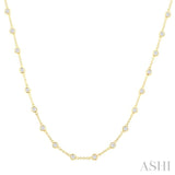 2 Ctw Bezel Set Round Cut Diamond Station Necklace in 14K Yellow Gold