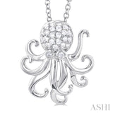 1/6 Ctw Petite Octopus Round Cut Diamond Fashion Pendant With Chain in 10K White Gold