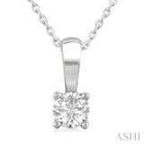 1/3 Ctw Prong Set Round Cut Diamond Solitaire Pendant With Chain in 14K White Gold